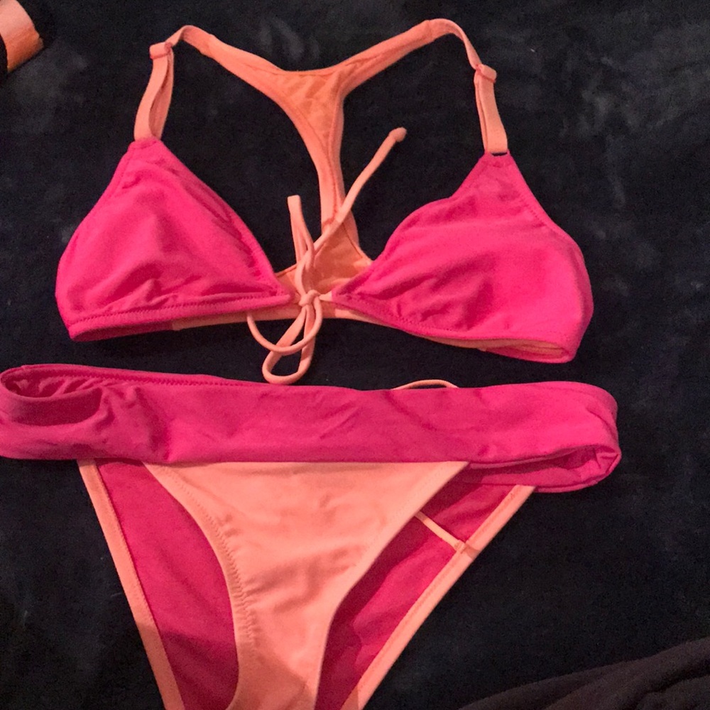 Orange and pink Roxy bikini